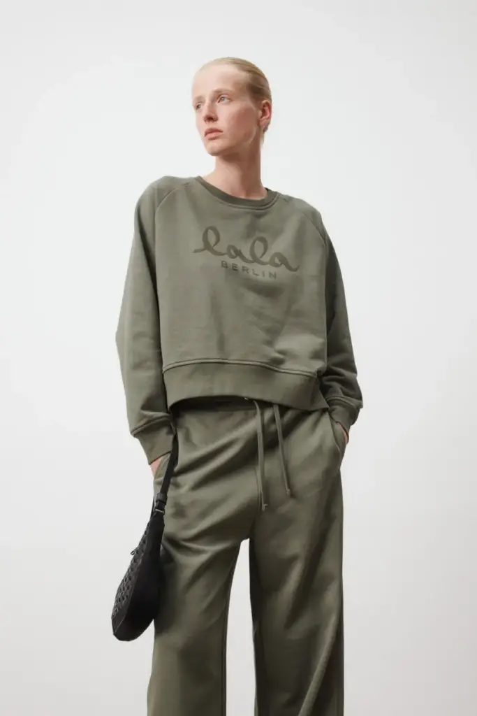 Lala Berlin Sweatshirt Ijora cotton olive Räumungsverkauf