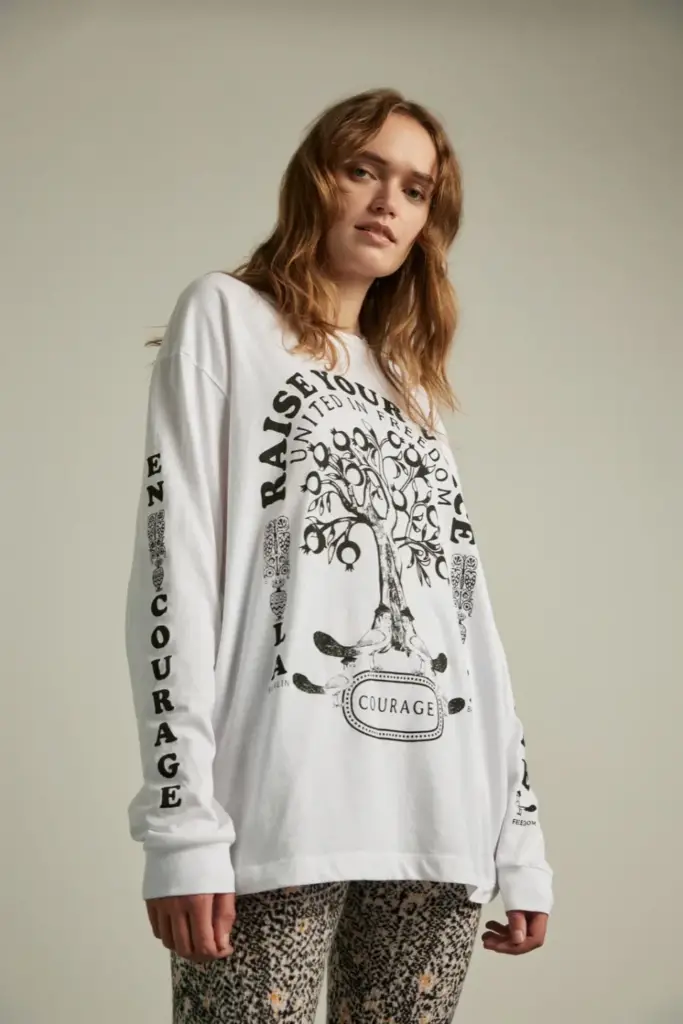 Lala Berlin Igor Longsleeves cotton raise your voice white Sonderangebot der Fabrik