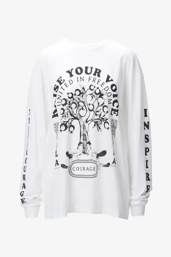 Lala Berlin Igor Longsleeves cotton raise your voice white Sonderangebot der Fabrik