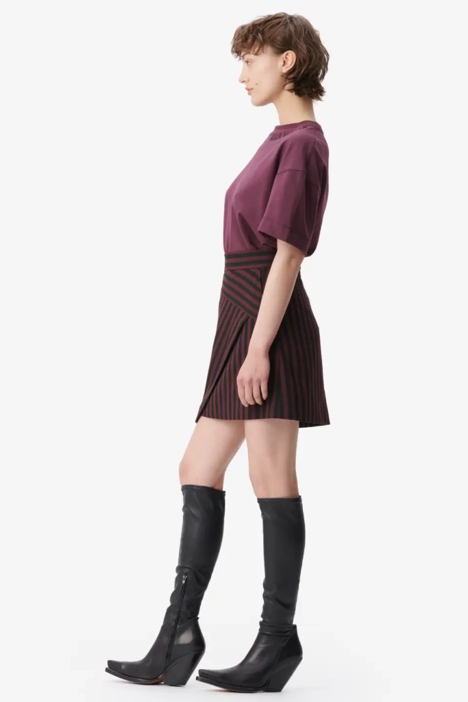 Lala Berlin Skirt Saki polyester mix stripe fudge Black Friday Preise