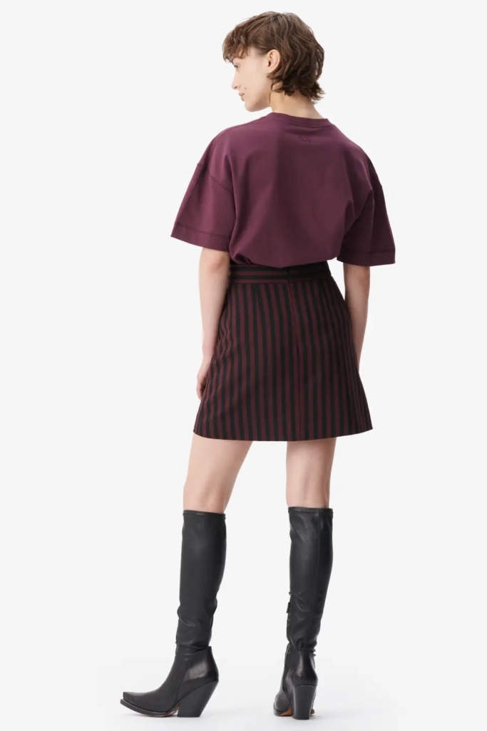 Lala Berlin Skirt Saki polyester mix stripe fudge Black Friday Preise