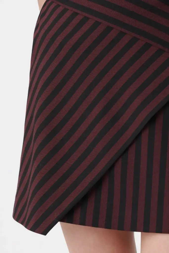 Lala Berlin Skirt Saki polyester mix stripe fudge Black Friday Preise