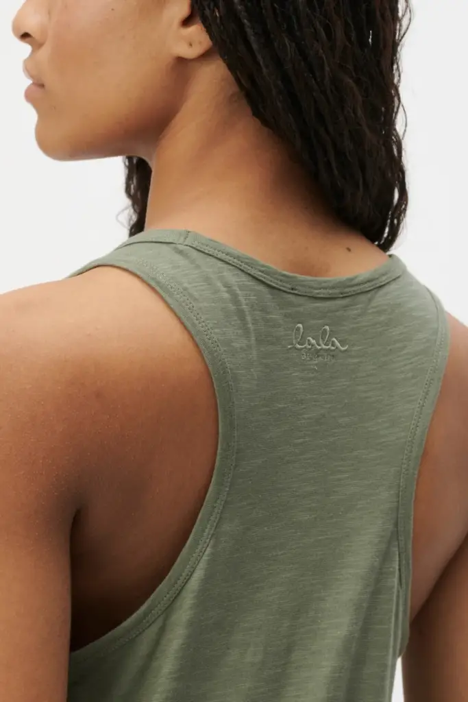 Lala Berlin Tank Top Tara cotton olive Sonderangebot