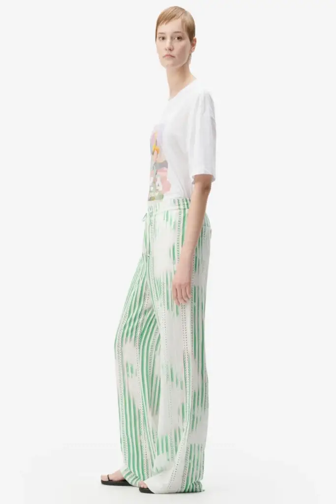 Lala Berlin Pants Palooza rayon mix green stripes Begrenztes Angebot
