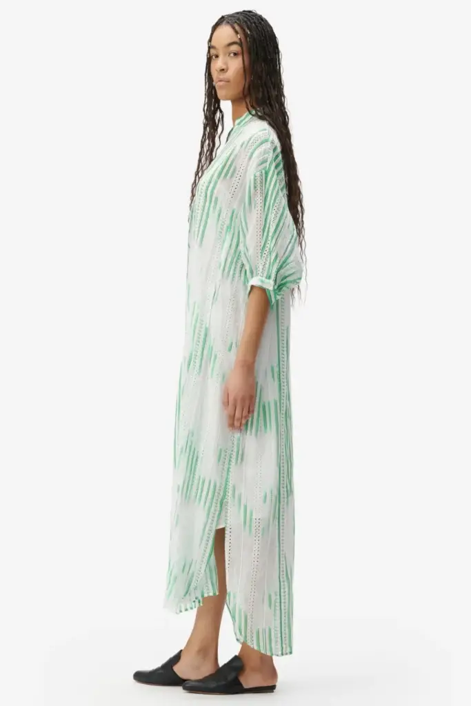 Lala Berlin Dress Dacire bast fiber green stripes Online Shopping