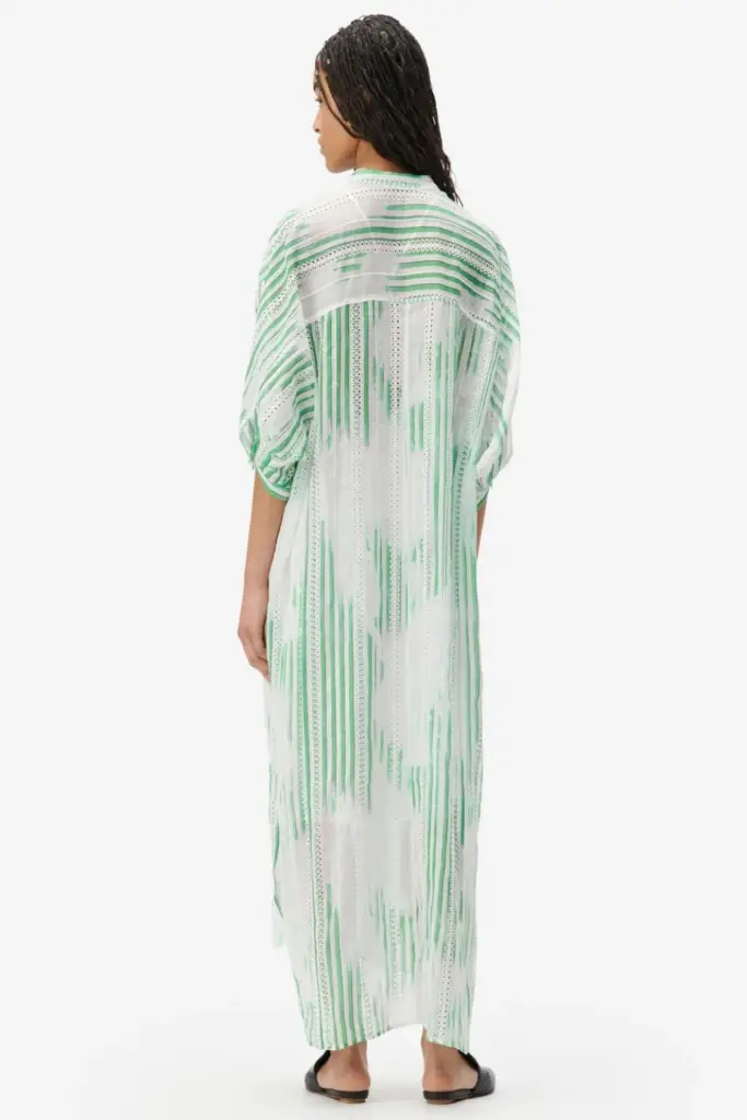 Lala Berlin Dress Dacire bast fiber green stripes Online Shopping