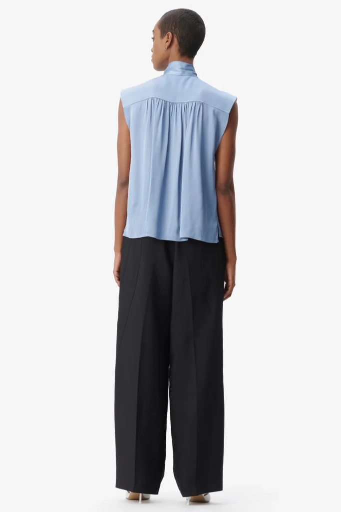Lala Berlin Top Tracey viscose mix faded denim Preisnachlass