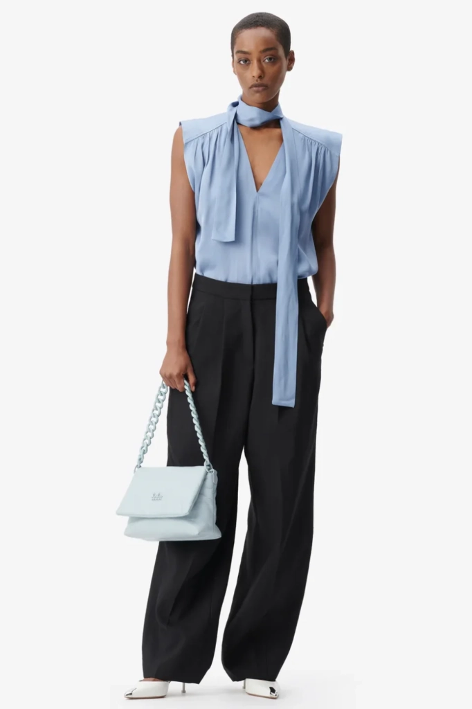 Lala Berlin Top Tracey viscose mix faded denim Preisnachlass