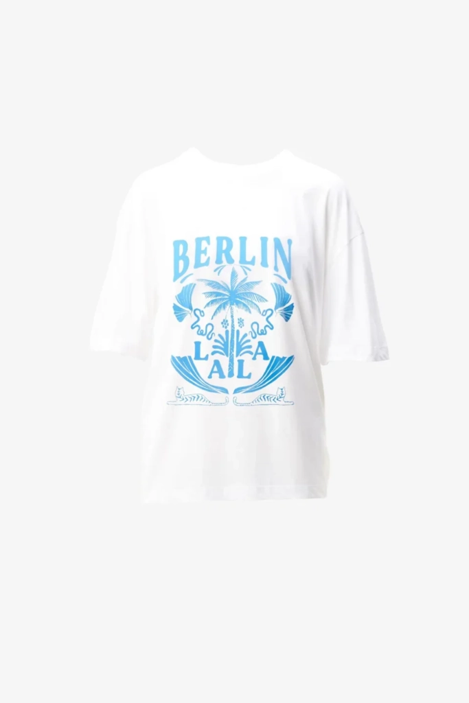 Lala Berlin T-Shirt Celia cotton lala palm white Black Friday