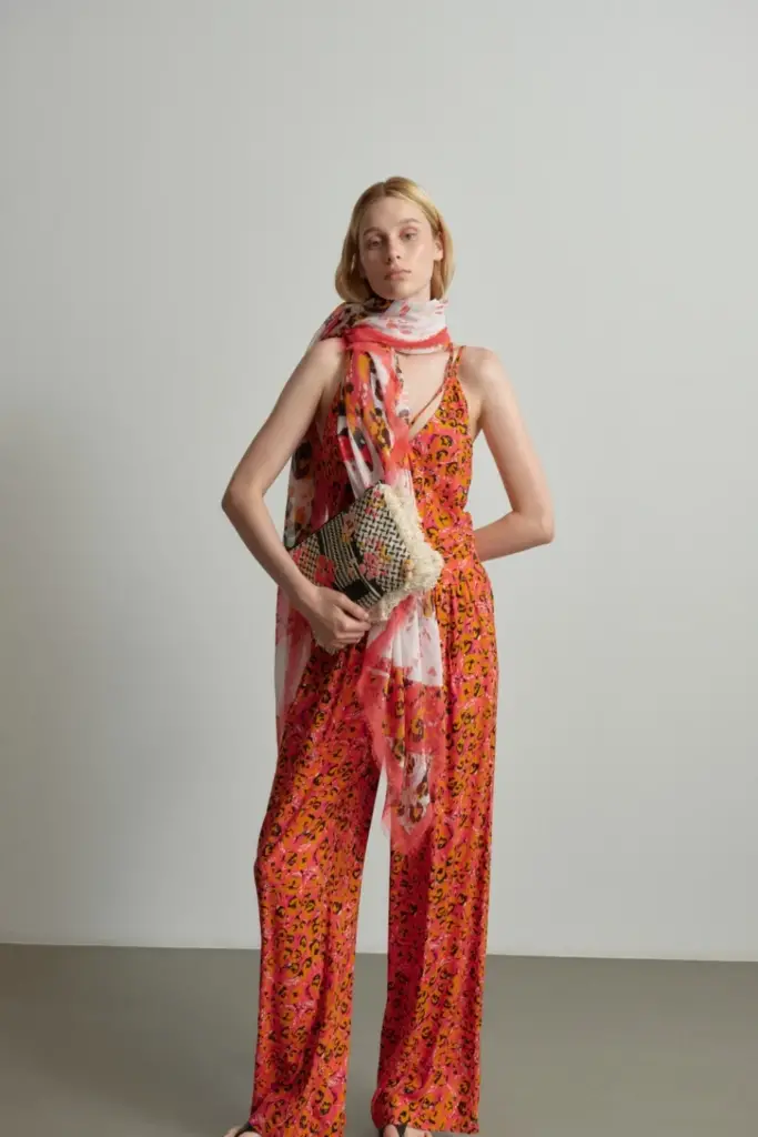 Lala Berlin Pants Perla viscose leo pink Räumungsverkauf