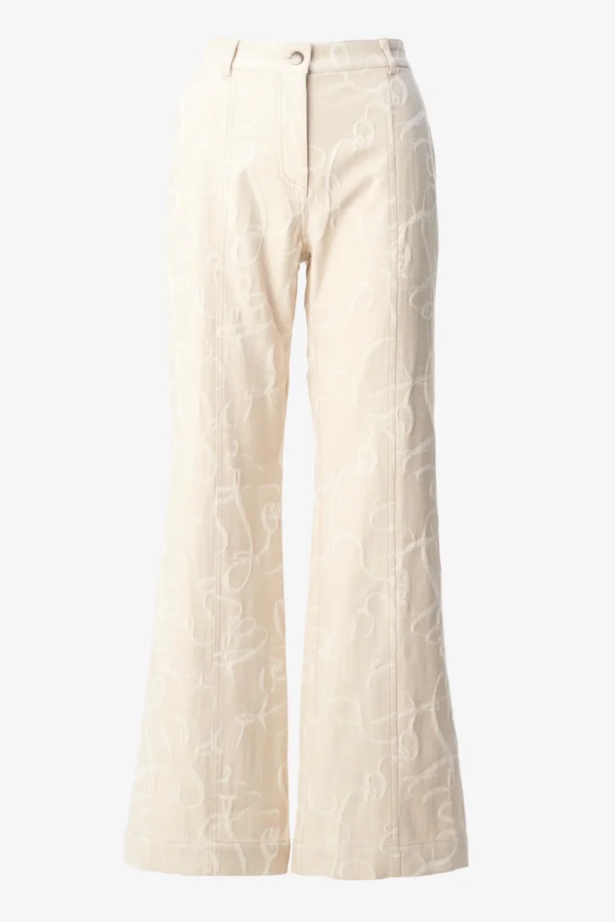 Lala Berlin Pants Pamir cotton mix lalagram jacquard beige Riesige Ersparnisse