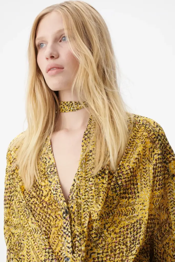Lala Berlin Dress Drina viscose heritage star yellow Vierteljährliche Förderung