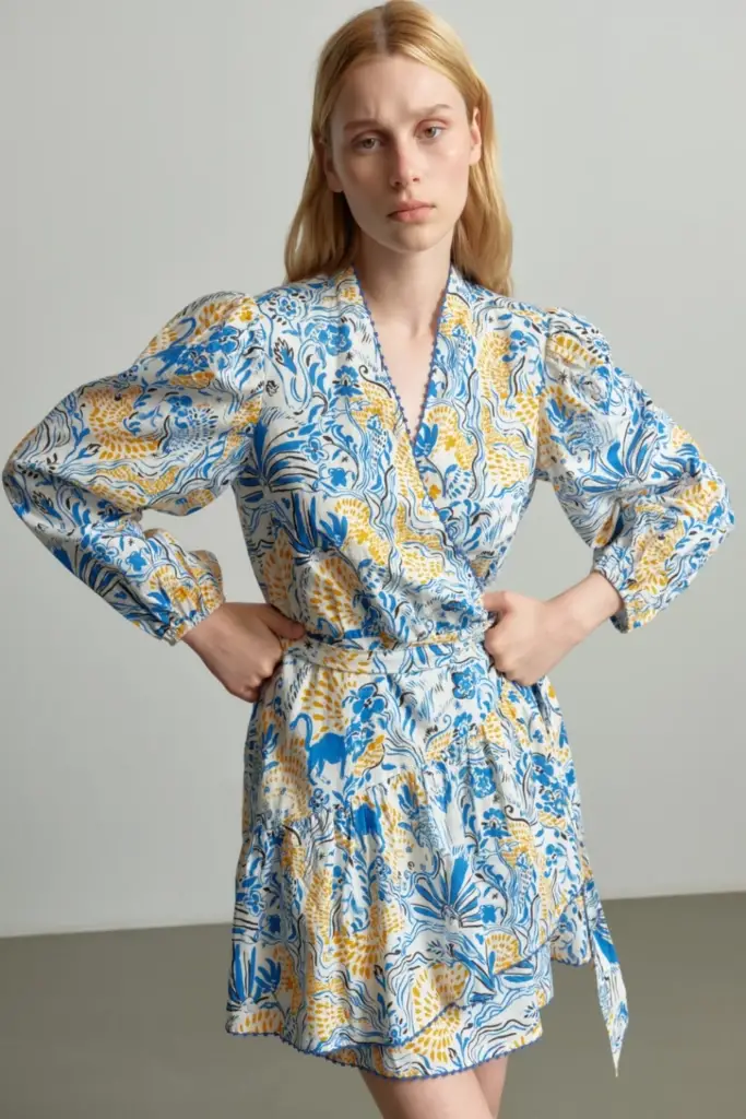 Lala Berlin Dress Dilovan linen/viscose blend magic garden day Riesige Rabatte