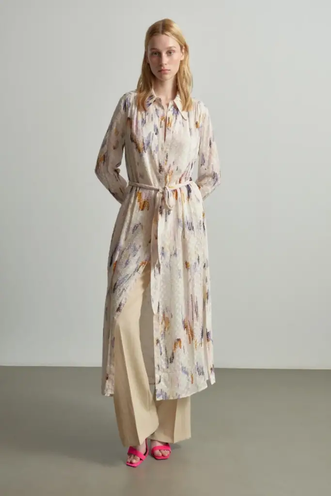 Lala Berlin Dress Derya viscose floral fountain pink Fabrikladen
