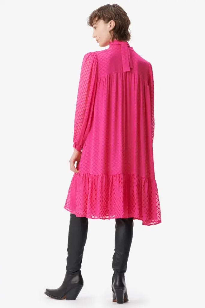 Lala Berlin Dress Day viscose/silk blend polka dot dragonfruit Im Verkauf