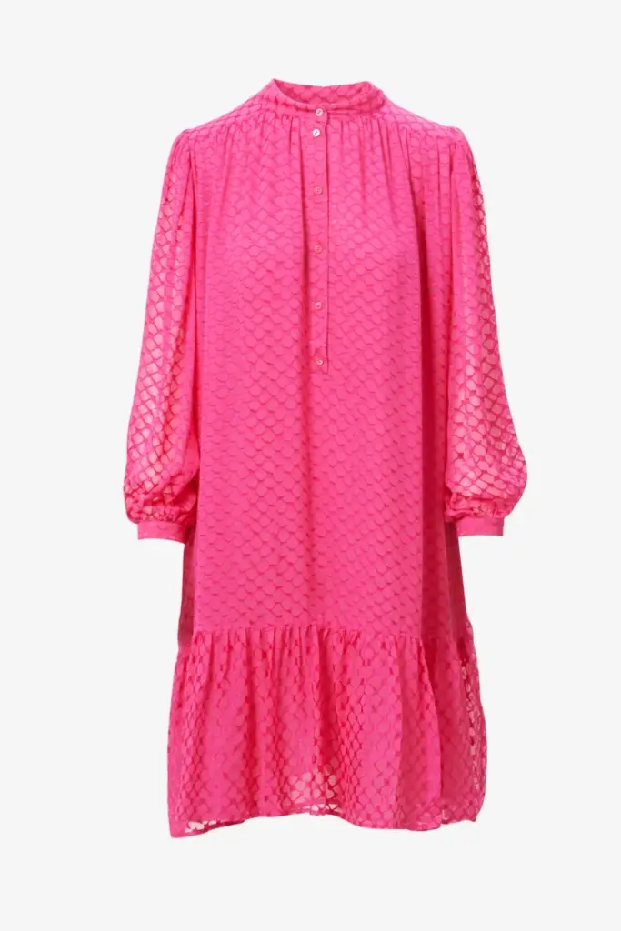 Lala Berlin Dress Day viscose/silk blend polka dot dragonfruit Im Verkauf