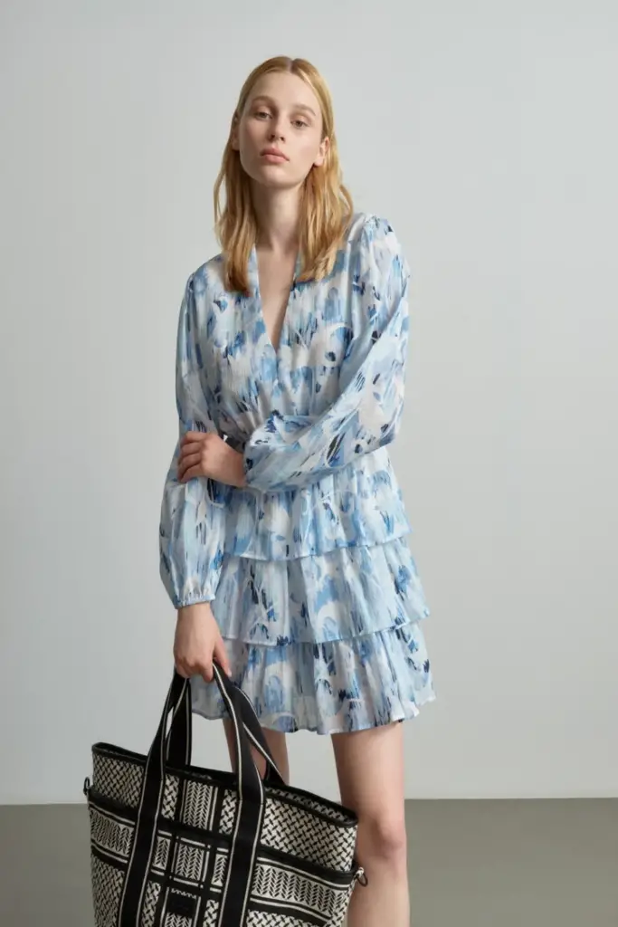 Lala Berlin Dress Danuta cotton floral fountain blue 50% Rabatt für begrenzte Zeit