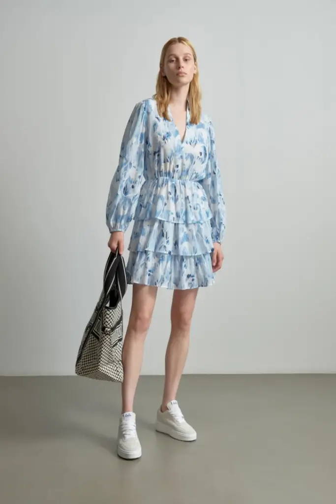 Lala Berlin Dress Danuta cotton floral fountain blue 50% Rabatt für begrenzte Zeit