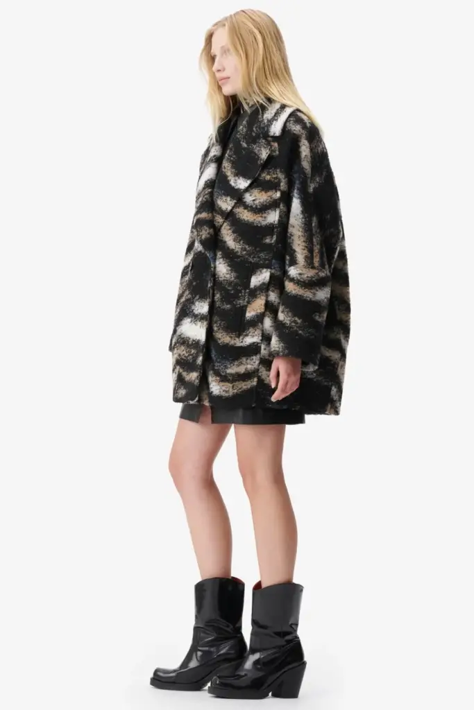 Lala Berlin Coat Olly wool/polyester blend big zebra black Günstiger Verkauf
