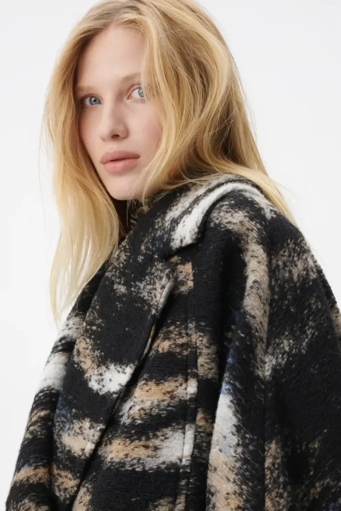 Lala Berlin Coat Olly wool/polyester blend big zebra black Günstiger Verkauf