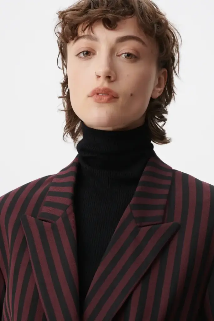 Lala Berlin Coat Odith polyester mix stripe fudge Blitzverkäufe