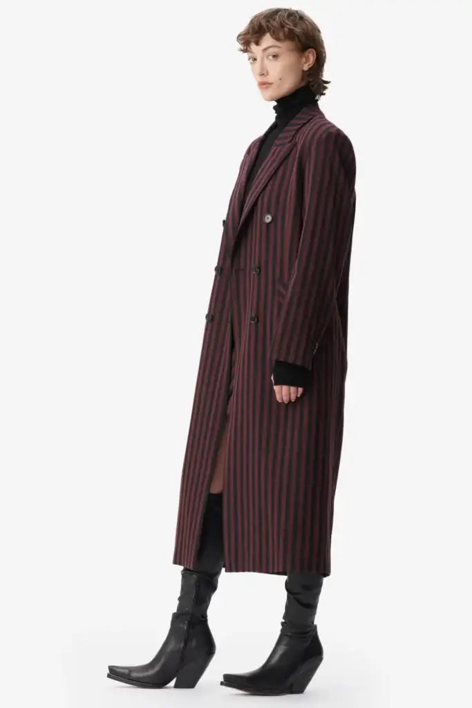 Lala Berlin Coat Odith polyester mix stripe fudge Blitzverkäufe