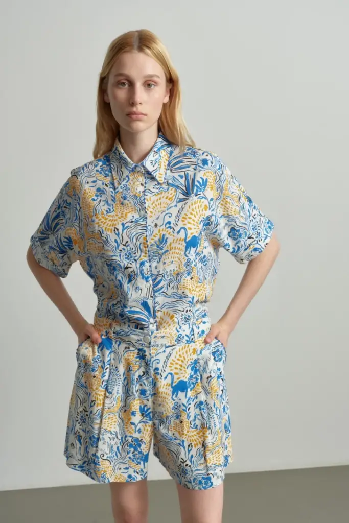 Lala Berlin Blouse Betta linen/viscose blend magic garden day Flash Sale