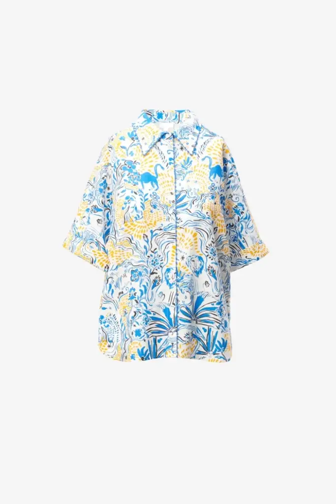 Lala Berlin Blouse Betta linen/viscose blend magic garden day Flash Sale
