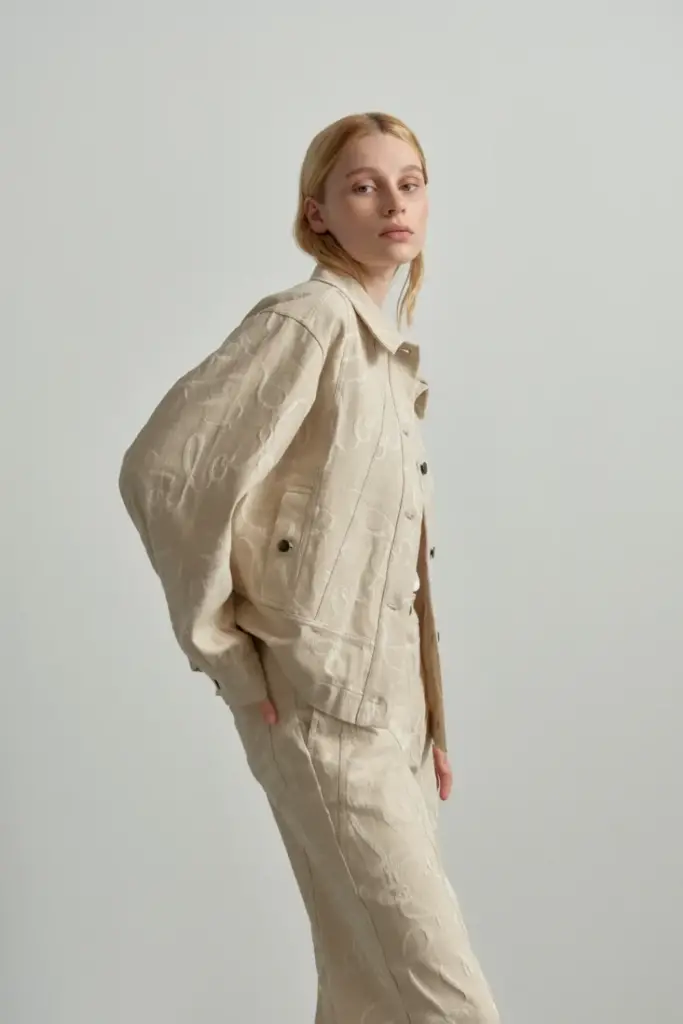 Lala Berlin Jacket Jacek cotton mix lalagram jacquard beige Cyber Monday