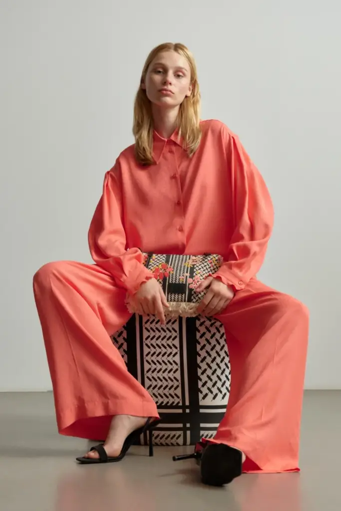 Lala Berlin Pants Polko viscose mix underwater melon Muttertagsangebot