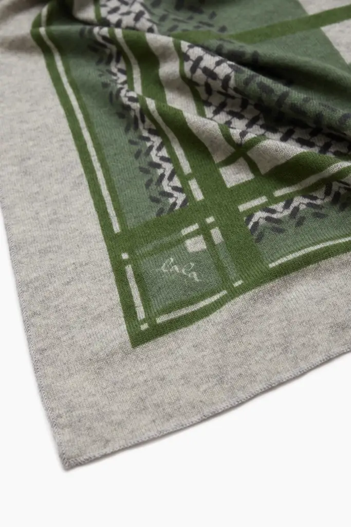 Lala Berlin Triangle Double Heritage cashmere flanella/olive Neueste Mode