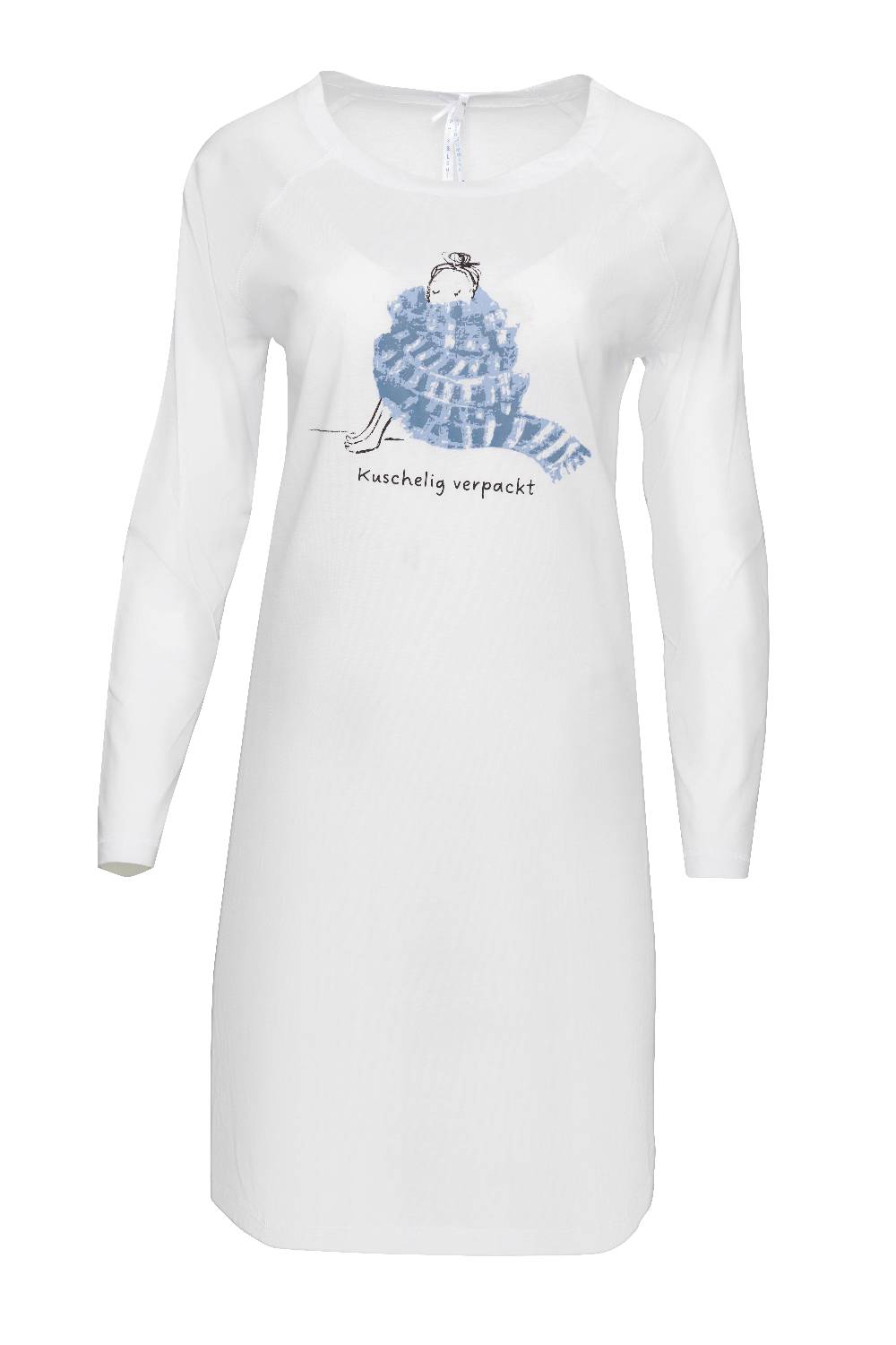 Louis & Louisa Nachthemd Damen Oversize "Mädchen mit Schal", weiß