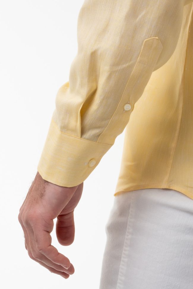 aplomb Hemd Herren Aplomb Classic Einfarbig 100% Leinen kragen Button-Down Lange Ärmel Vierteljährliche Förderung