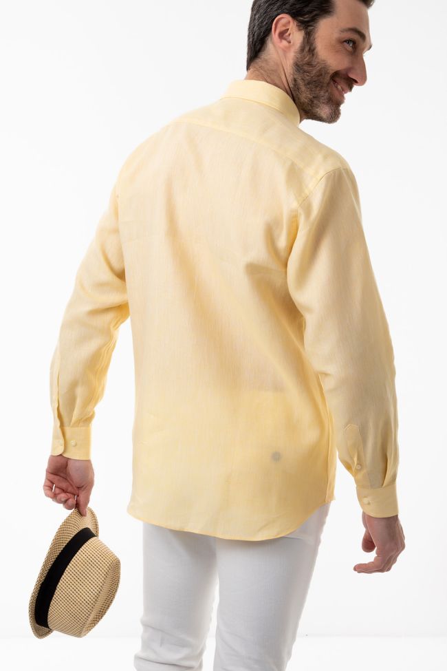 aplomb Hemd Herren Aplomb Classic Einfarbig 100% Leinen kragen Button-Down Lange Ärmel Vierteljährliche Förderung