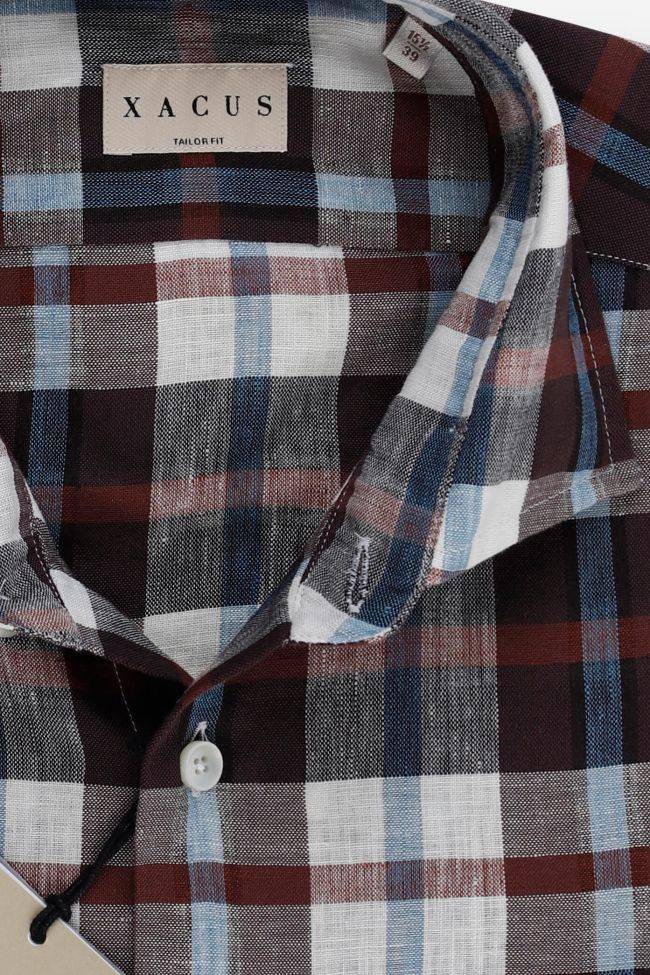 xacus Hemd Herren Xacus Regular Karo 53% linen 47% tencel kragen Französisch Lange Ärmel Angebote