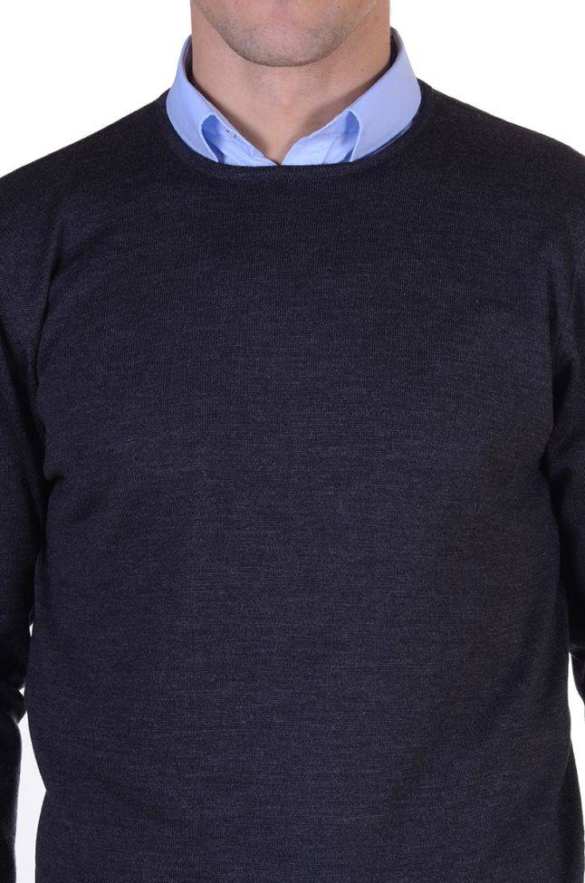 ragman Strickwaren Herren Ragman Rundhalsausschnitt Classic Einfarbig 100% Merinowolle Extrafine Preisnachlass