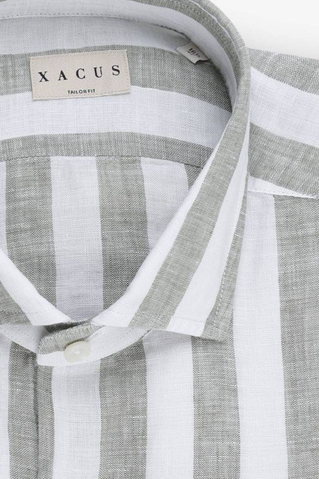 xacus Hemd Herren Xacus Regular Streifen 100% Leinen kragen Französisch Lange Ärmel Zeitbegrenzte Promotion