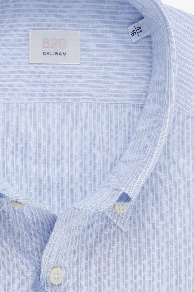 caliban Hemd Herren Caliban Regular Streifen 70% Baumwolle 30% Leinen kragen Button-Down Lange Ärmel Bis zu 65% Rabatt