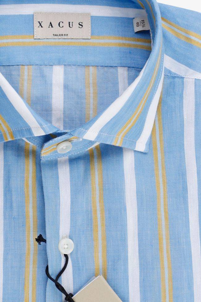 xacus Hemd Herren Xacus Regular Streifen 60% Leinen 40% Baumwolle kragen Französisch Lange Ärmel Fabrik Onlineshop