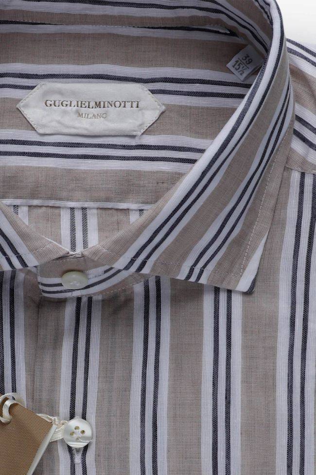 guglielminotti Hemd Herren Guglielminotti Regular Streifen 56% linen 44% cotton kragen Französisch Lange Ärmel Zeitlich begrenztes Angebot