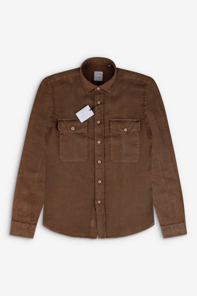 xacus Hemd Herren Xacus Regular Einfarbig 100% Leinen kragen Italienisch Lange Ärmel Super Sparpreis