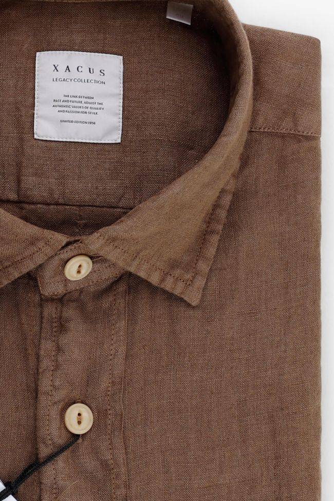 xacus Hemd Herren Xacus Regular Einfarbig 100% Leinen kragen Italienisch Lange Ärmel Super Sparpreis