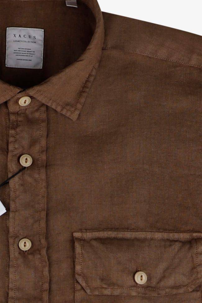 xacus Hemd Herren Xacus Regular Einfarbig 100% Leinen kragen Italienisch Lange Ärmel Super Sparpreis