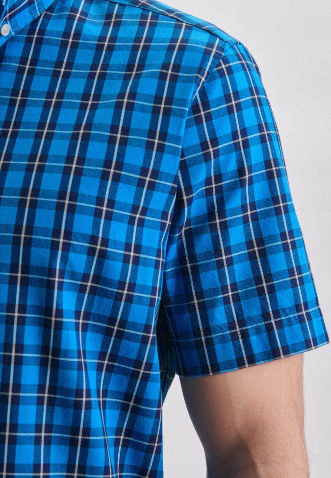 seidensticker Hemd Herren Seidensticker Regular Bügelfreie Karo kragen Button-Down Kurze Ärmel 2025