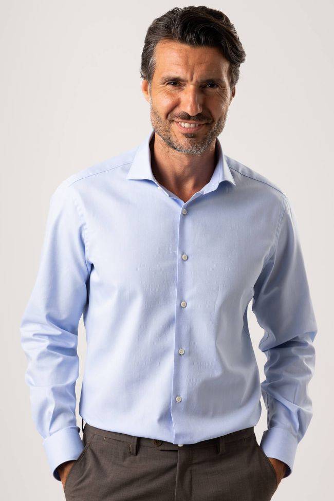 ingram Hemd Herren Ingram Slim Einfarbig 100% Baumwolle kragen Italienisch Lange Ärmel