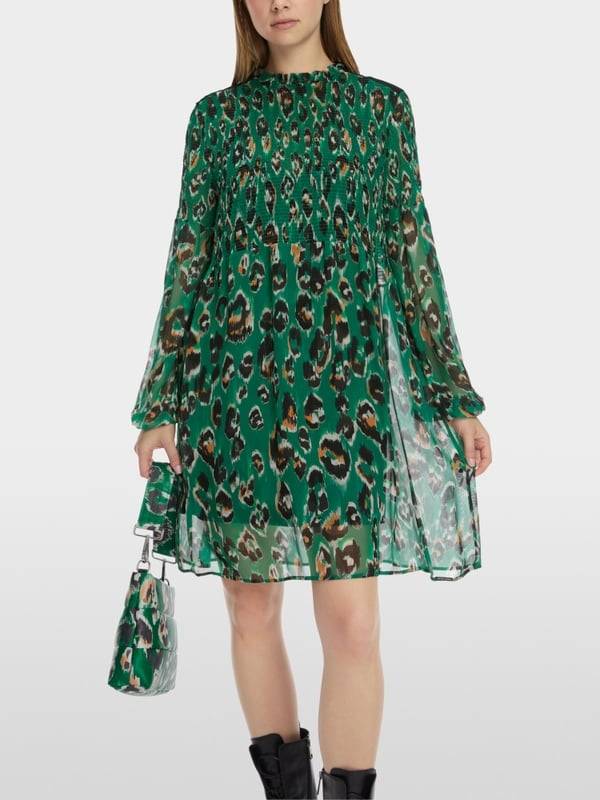 Marc Cain Gesmoktes Greo-Print-Kleid Fabrik Onlineshop