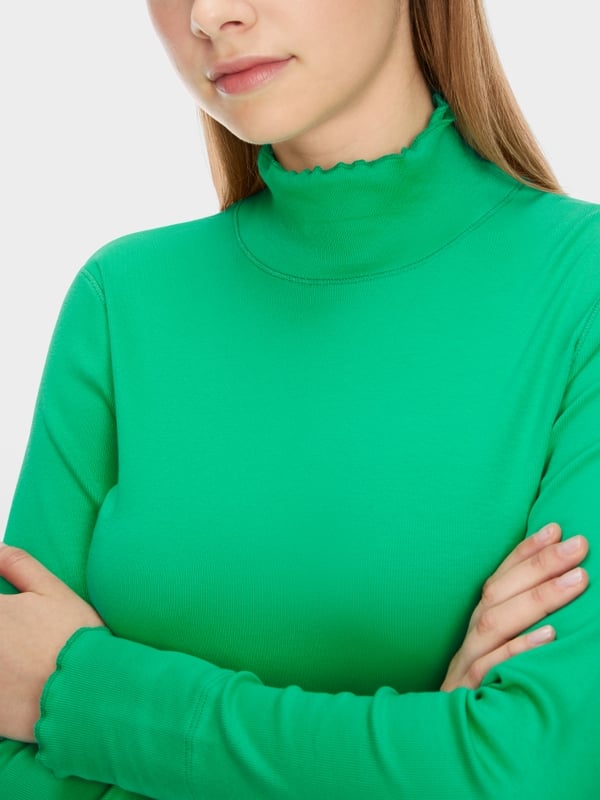 Marc Cain T-Shirt mit offenkantigem Mock-Neck Super Rabatt