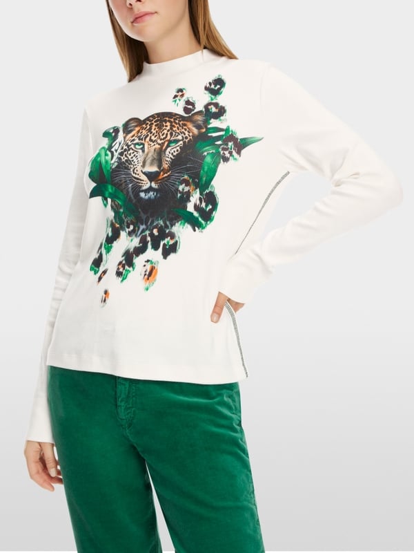 Marc Cain T-Shirt mit Leo-Kopf-Print Riesige Rabatte
