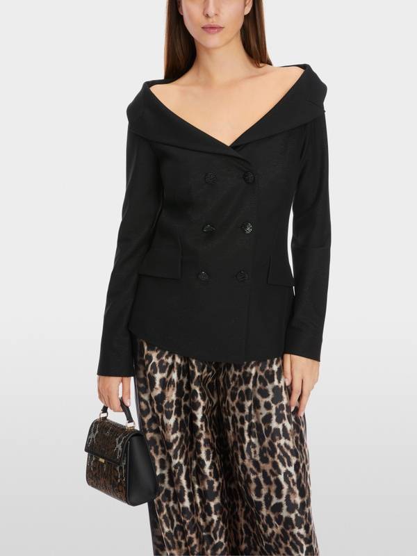 Marc Cain Dezent schimmernder Off-Shoulder-Blazer Günstig kaufen