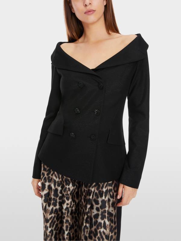 Marc Cain Dezent schimmernder Off-Shoulder-Blazer Günstig kaufen